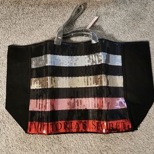 Victoria's Secret sequined Black Pink large tote bag